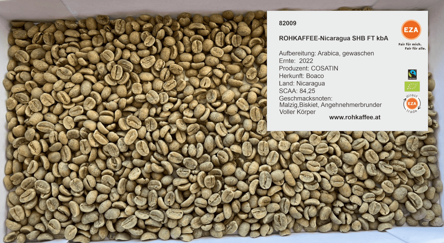 Rohkaffee aus Nicaragua COSATIN SHB kbA